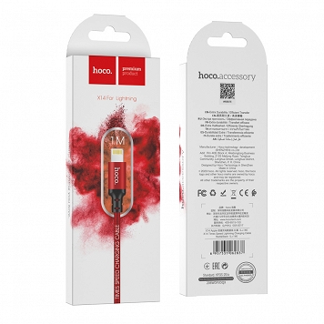 HOCO kabel X14 Lightning 3.1A 1M Czerwony